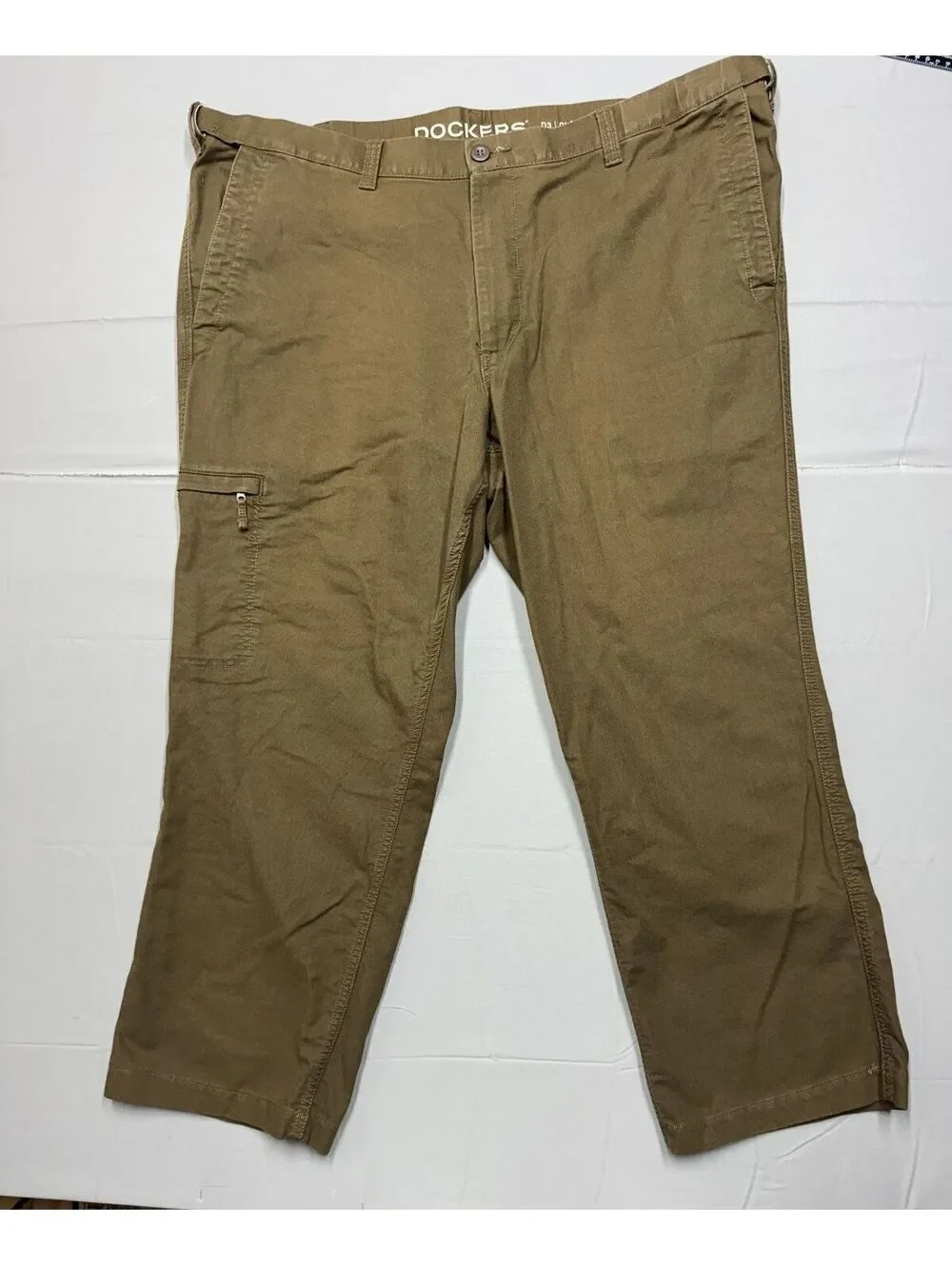 Dockers Mens D3 Classic Fit Cotton Solid Cargo Pants 44x32 Brown Casual Work